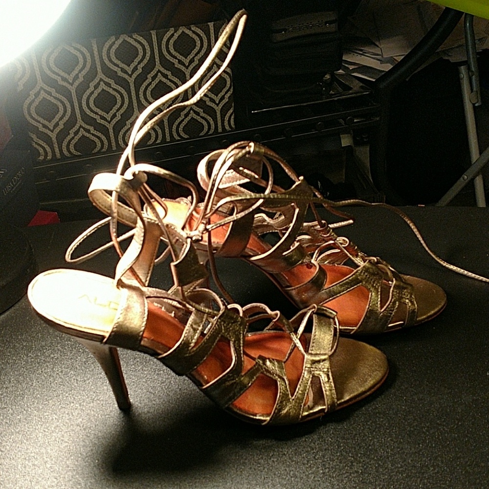 Leather Gold Lace-Up
